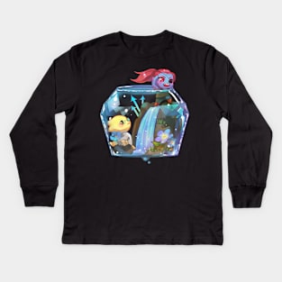 ut-Undyne Alphys in waterfall Kids Long Sleeve T-Shirt